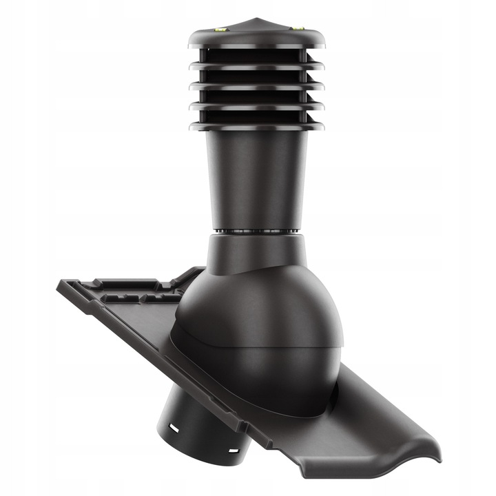 Kominek ventilator neizolat SMART 125 mm, Krono-Plast, set cu baza pentru tigla Wienerberger Koramic Alegra 9, culoare: brun mat, dimensiuni baza: 477x314mm