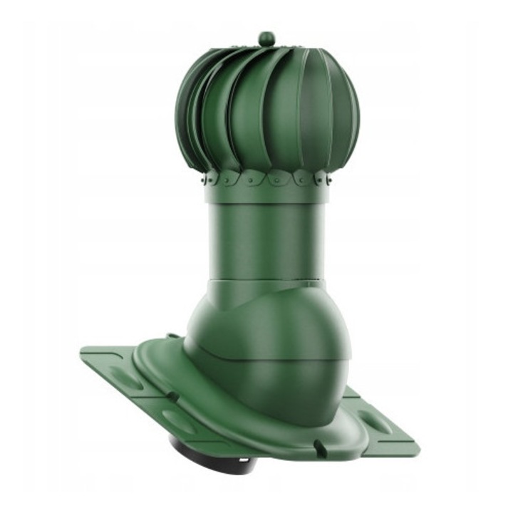 ROTATÍV gömb alakú szellőzőkosár 150 mm, zöld RAL 6020, univerzális talppal