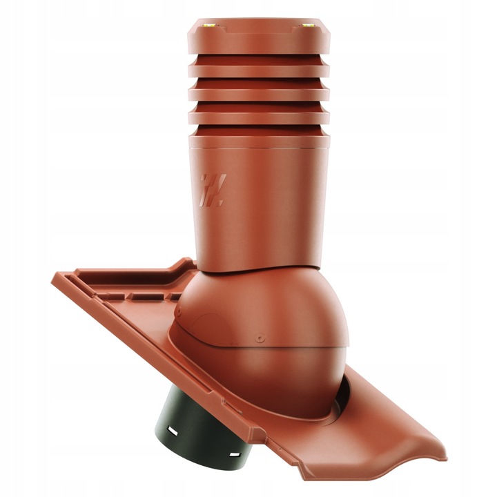 Kominek ventilator ECOLINE PREMIUM, Krono-Plast, 125 mm, set cu baza pentru BRAAS RUBIN 9V, culoare: KASZTAN MAT, dimensiuni baza: 472x311mm