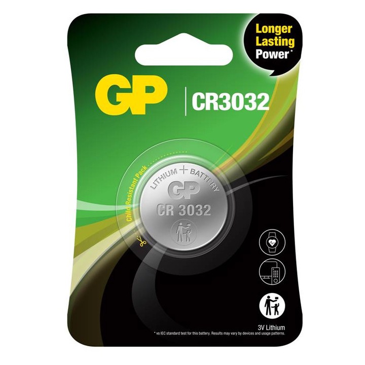 GP lítium gombelem, 3VDC, CR3032, DL3032