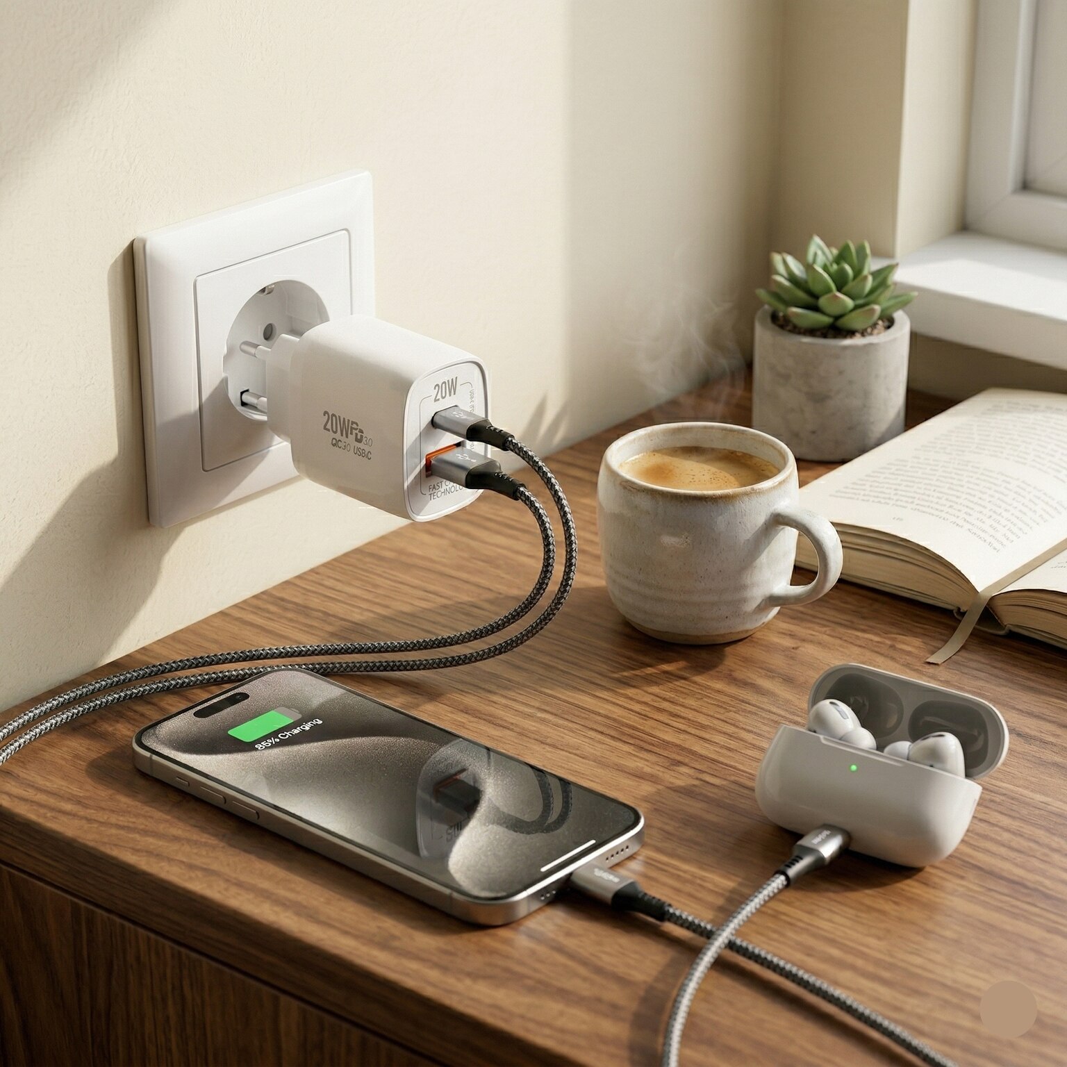 Incarcator de retea Wyred by Monga - Power 20CA 2MA, Fast Charge 20W ...