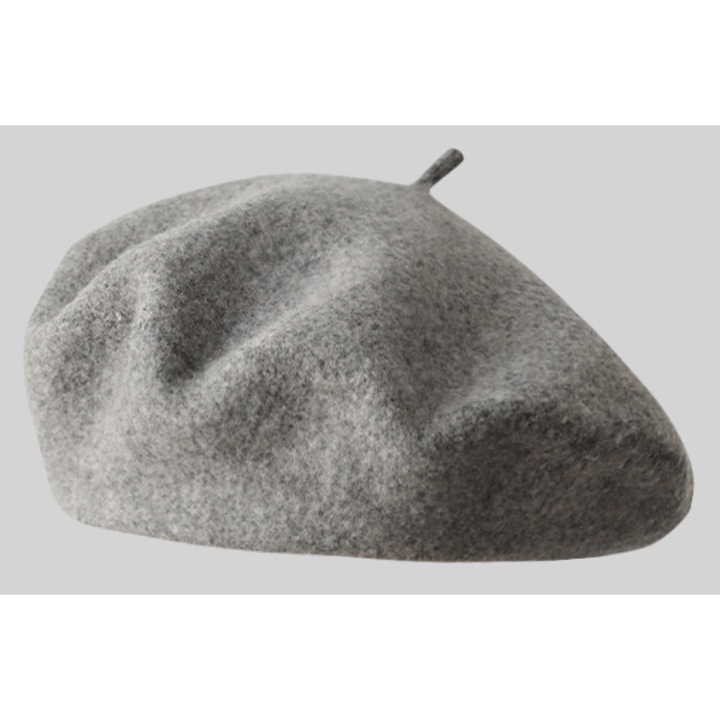 Caciula beret unisex, gri, stil clasic, material usor, pentru toamna/iarna