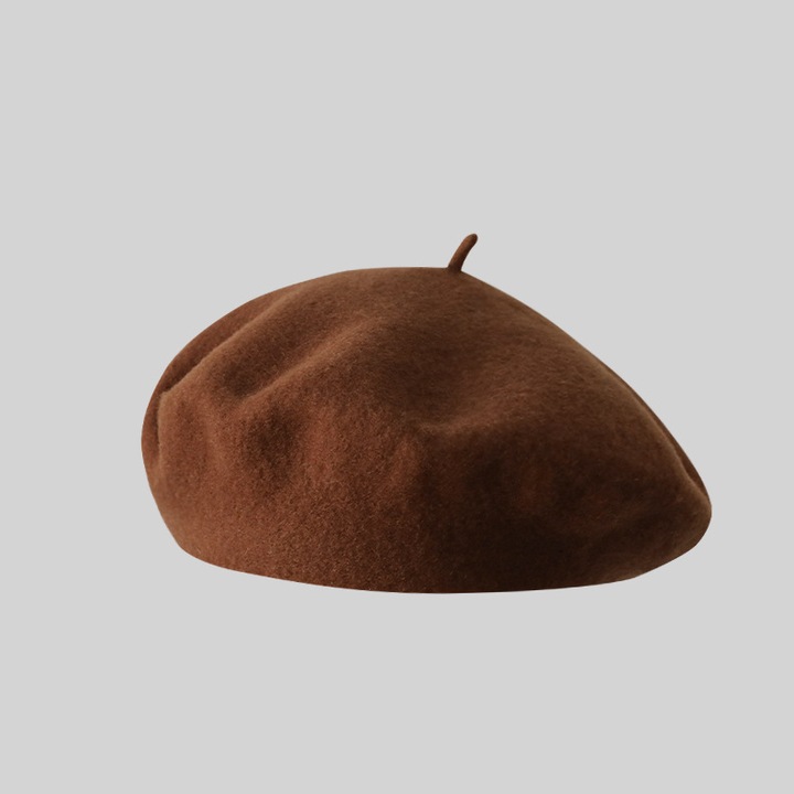 Caciula beret unisex, cafea, stil clasic, material usor, pentru toamna/iarna