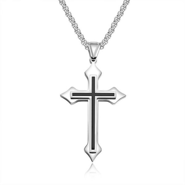 Rozsdamentes acél kereszt medálos nyaklánc, IPSTYLE, 60cm, 5x3cm, uniszex