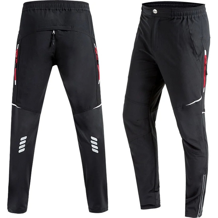 Pantaloni scurti ciclism, impermeabili, rezistenti la vant, negri, poliester, 3XL INTL