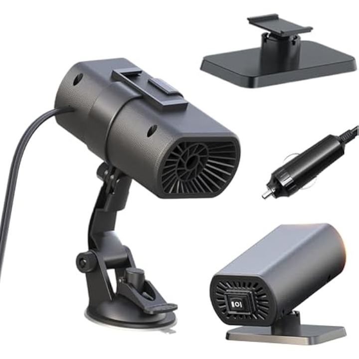 Incalzitor auto 12V, 2 in 1, cu ventilator, rotire 360°, constructie rezistenta, pentru masini si camioane