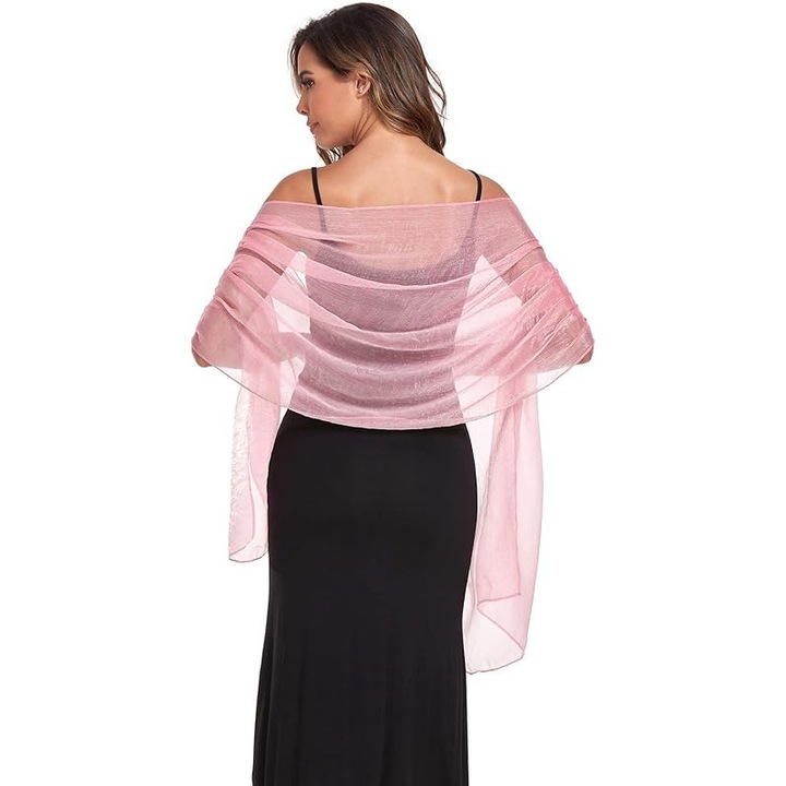 Esarfa dama, lungime 70x200cm, material usor, roz, set multifunctional