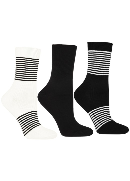 Sosete dama Moraj, 3-pak, alb-negru, 35-38