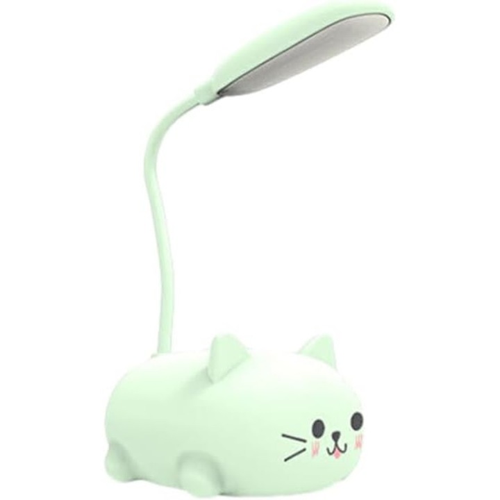 Veioza LED cu gat flexibil, ajustabila pe mai multe unghiuri, design modern, verde, compacta