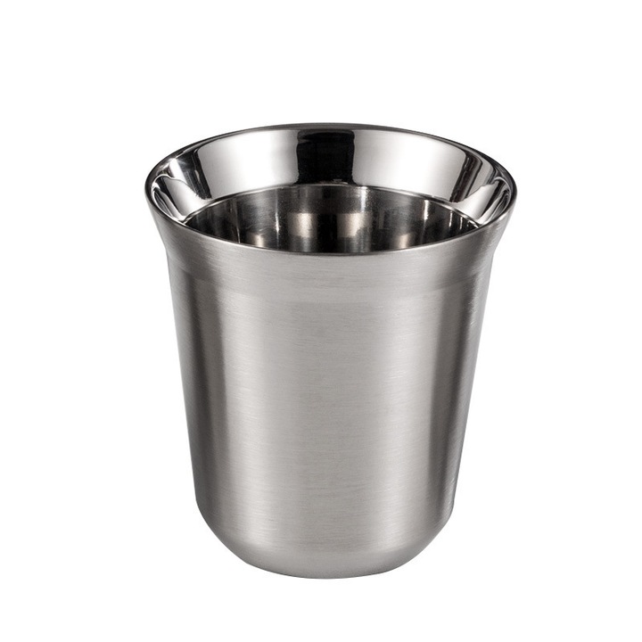 Termos din otel inoxidabil, design simplu, 80ml, culoare naturala, izolatie termica dubla