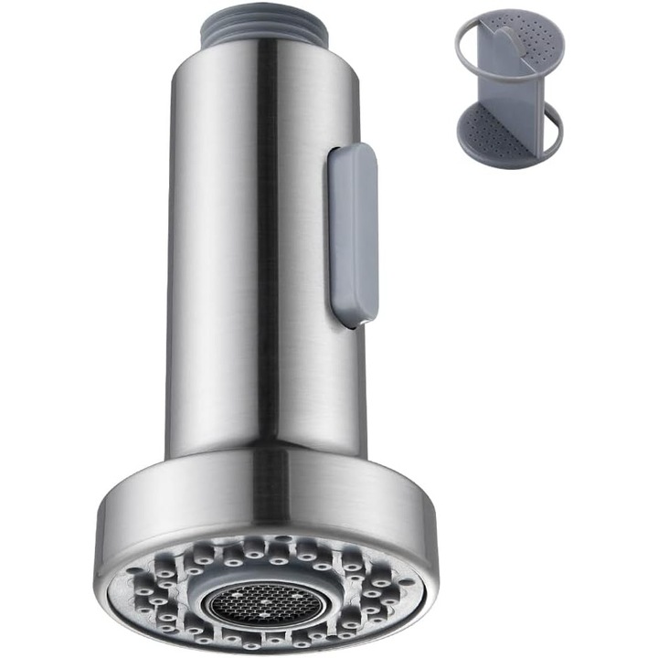 Cap de dus pentru baterie, accesorii pentru chiuveta, moduri de apa normala si spray, finisaj nichel periat, usor de instalat