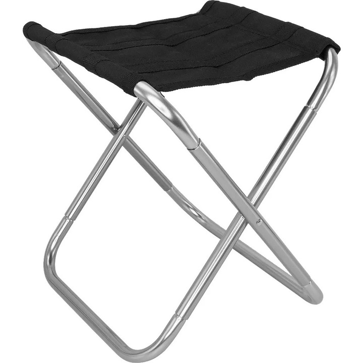 Scaun camping pliabil, aluminiu, 25x14x5cm, argintiu, capacitate 80 kg
