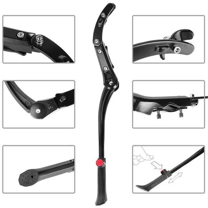 Cric bicicleta, suport din aliaj de aluminiu, ajustabil 270x320mm, compatibil cu roti de 24-28 inch, negru