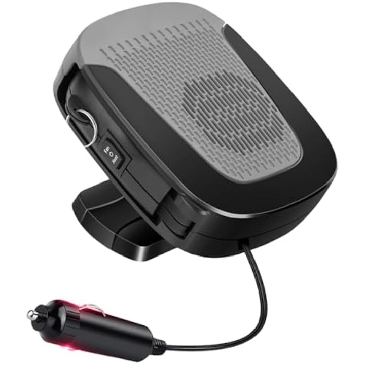 Incalzitor auto 12V 150W, defrostere parbriz, ventilator racire, 360° rotativ, dimensiuni 15x13x8.5cm