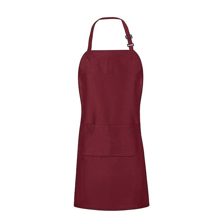 Sort de bucatarie, impermeabil, cu buzunare, ajustabil, unisex, 70x80cm, burgund.