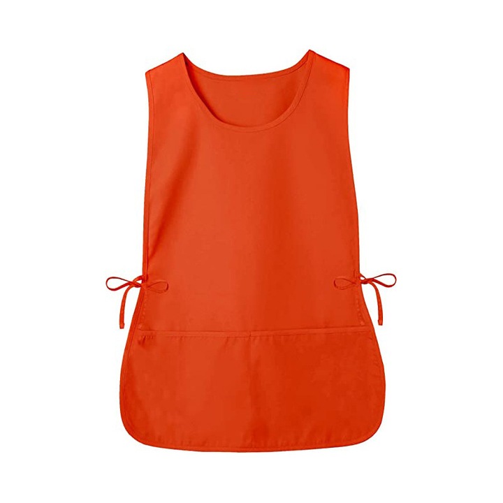 Sort de bucatarie, pulover, fara maneci, portocalie, cu buzunar, set