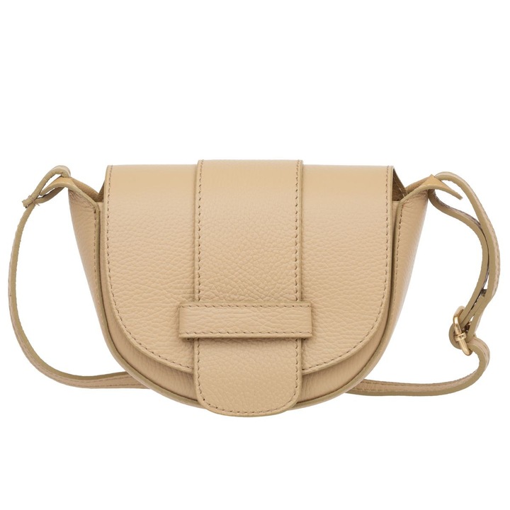 Geanta mica de dama, Kaletnik, bej, piele, curea detasabila