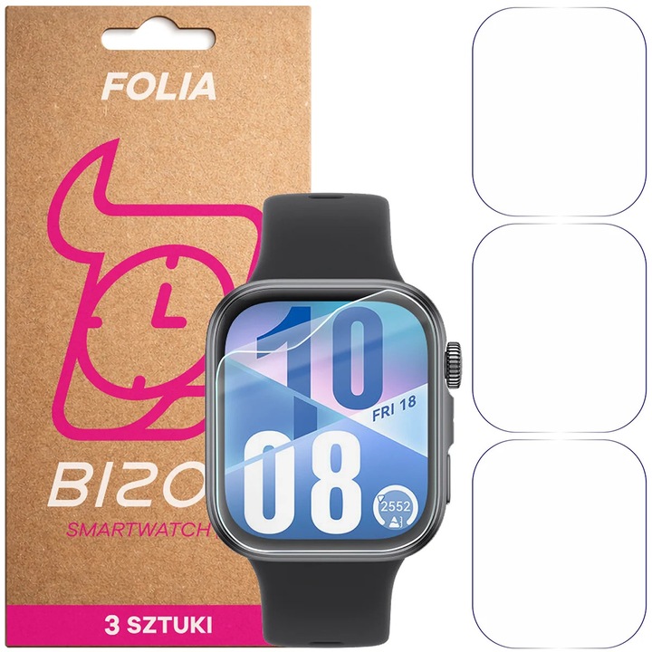 Set 3 Folie de protectie Bizon Watch Film HydroFlex pentru Huawei Watch Fit 4