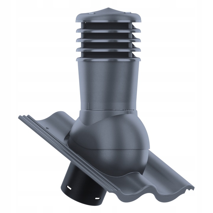 Kominek ventilatie SMART 150 mm, Krono-Plast, antracit mat, set cu baza pentru tigla Benders Palema, dimensiuni 420x334mm