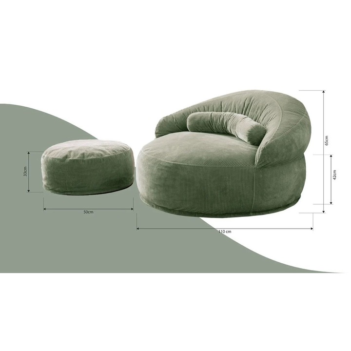 Fotoliu Pufos, Marsah Home, 110x65 cm, nuanta Verde