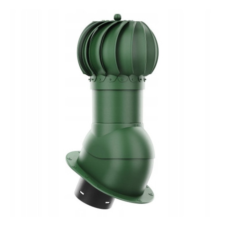 Krono-Plast forgó gömb alakú tetőventilátor, 125mm, lapos tetőkhöz, zöld 6020