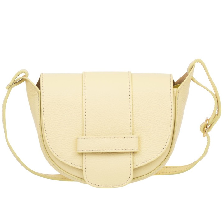 Geanta mica de dama, Kaletnik, galbena, piele, curea detasabila reglabila