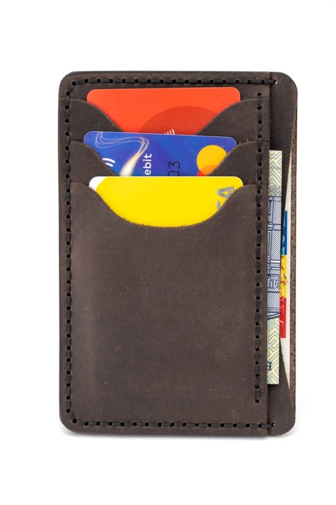 TudorAce - Portcard cu 8 buzunare, piele naturala pullup, cusut manual, pentru carte de identitate mare, maro, 13 x 8.5cm