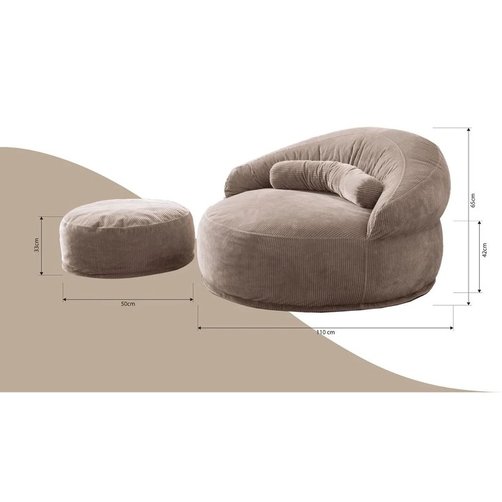 Fotoliu Pufos, Marsah Home, 110x65 cm, nuanta Bej