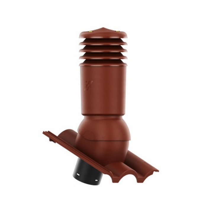 Cos de ventilatie pentru acoperis, izolat, HiVent 150mm, Krono-Plast, pentru Braas Taunus Pfanne / Terran Danubia, 480mm, polipropilena, culoare castan