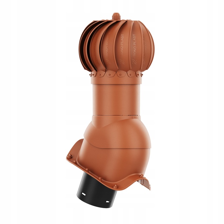 Kominek ventilator rotativ ROTOLINE 150 mm, culoare caramizie RAL 8004, set complet pentru acoperis