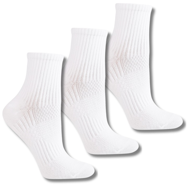 Sosete sport Moraj, 3-pak, albe, 42-45, elastice