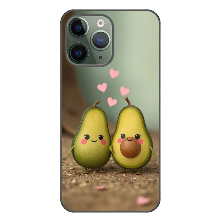 Carcasa HC pentru iPhone 11 Pro, model Kawaii Avocados in Love, silicon TPU, transparent, slim