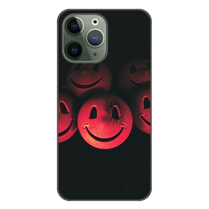Carcasa HC Grungy Smiley Faces, Silicon TPU, transparenta, pentru iPhone 11 Pro