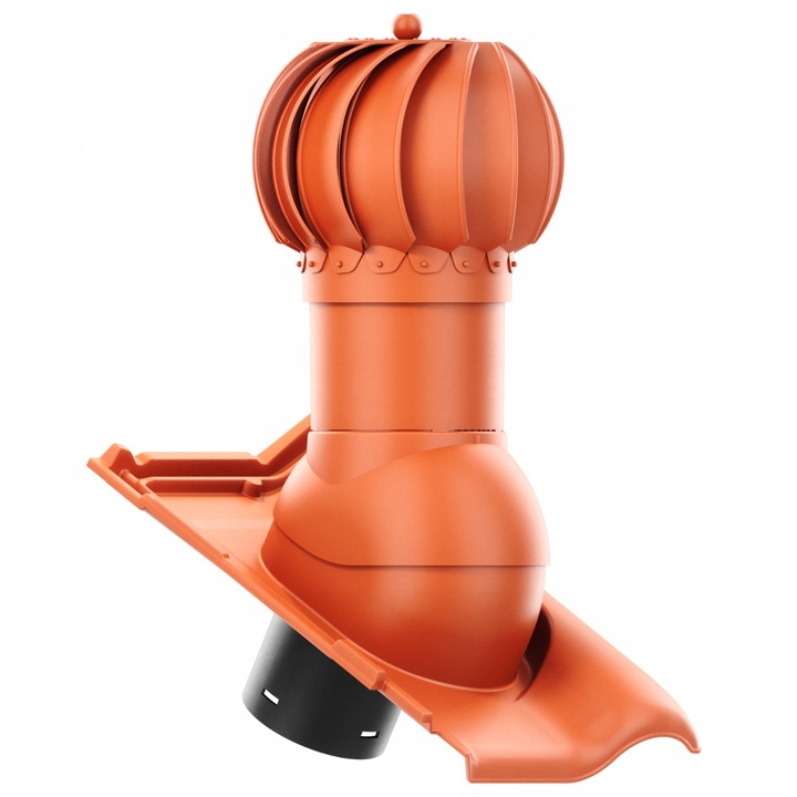 Tetőszellőző, forgó, gömb alakú, ROTOLINE 125 mm, Krono-Plast, speciális talppal, szín: réz, talp méretei: 464x304 mm, ROBEN MONZA cseréphez