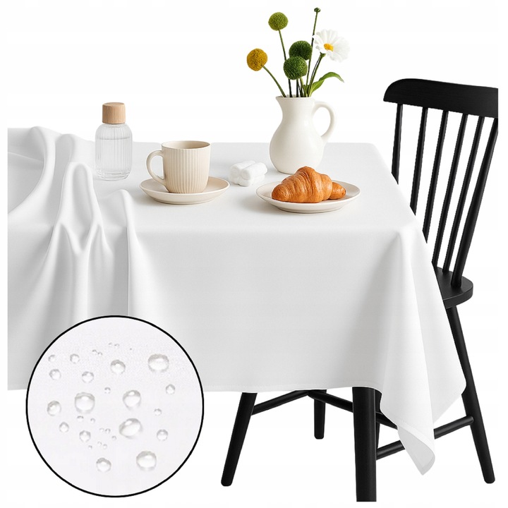 Fata De Masa, NOW-ART, Rezistenta La Pete, Material Mat Elegant, Ideala Pentru Comunion Si Evenimente, Curatare Rapida, Nu Necesita Calcare, Aspect Modern Pentru Living Sau Bucatarie, Calitate Superioara, 140 x 180 cm, Alb