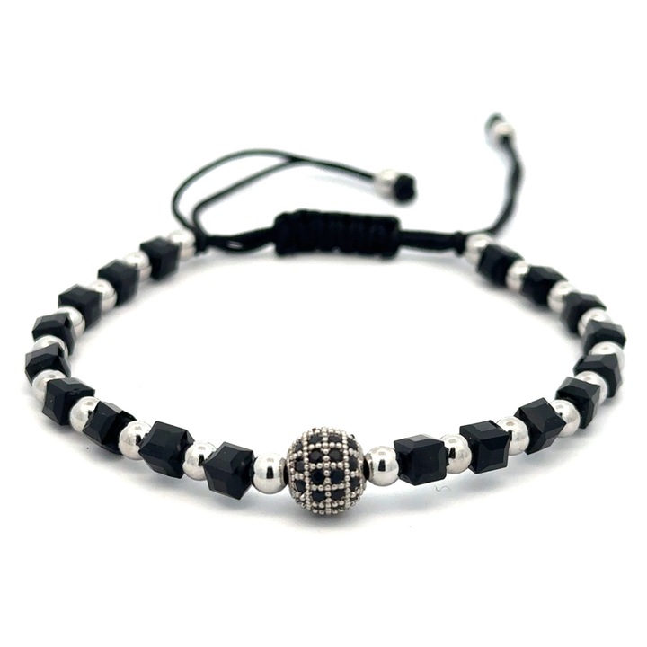 Brățară bărbați, placată cu aur de 18 k, metal, cristale, ajustabil, 15-25 cm