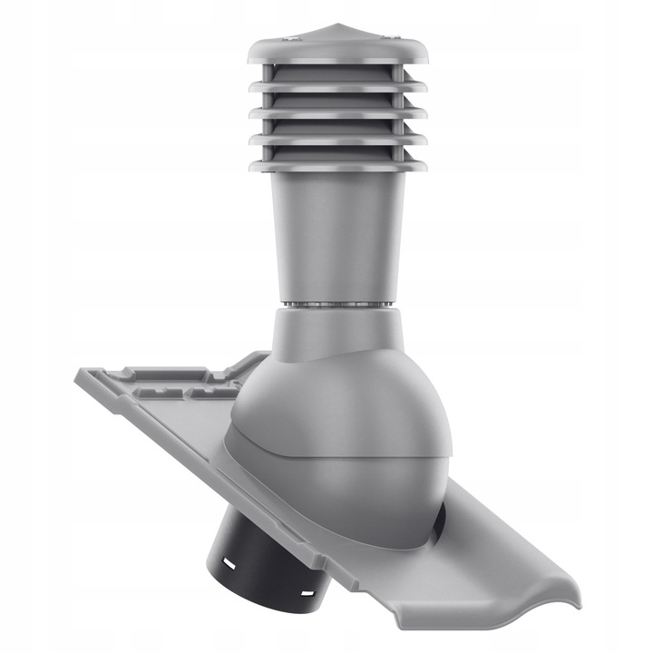 Kominek ventilatie SMART 125 mm, Krono-Plast, grafit mat, set cu baza pentru tigla Wienerberger Koramic Alegra 9, dimensiuni 477x314mm