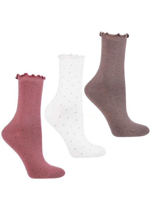 Sosete dama Moraj, set 3 perechi, lungi, cu model punctat, 35-38