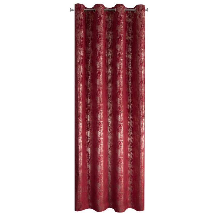 Perdea velur bordo cu imprimeu marmorat, 140x250cm, 8 prinderi - Eurofirany