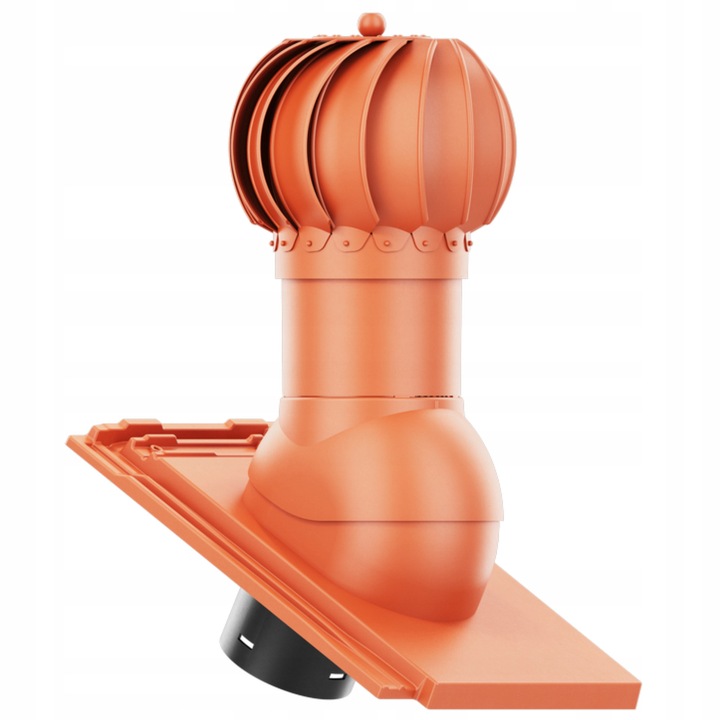 Kerek forgó ventilátor 150 mm Krono-Plast, természetes piros színű, talppal és elszívócsővel kompletten