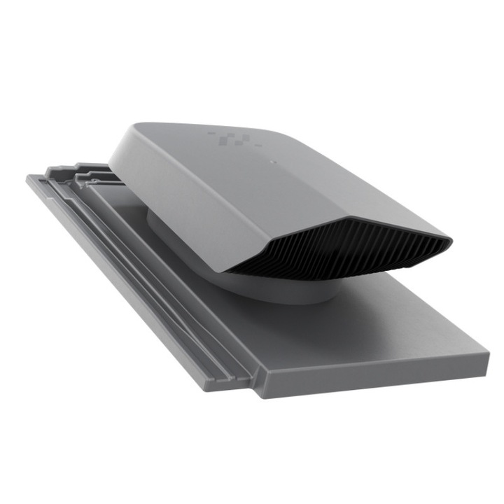 Ventilator polaciowy Krono-Plast, grafit, 11cm, set cu baza pentru tigla