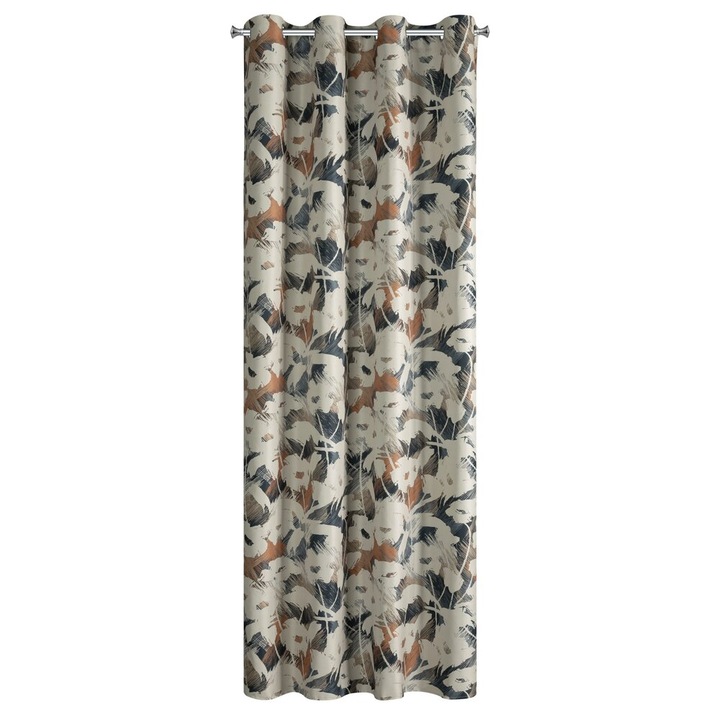 Perdea Eurofirany, floral, 140x250cm, 8 prinderi, transparenta