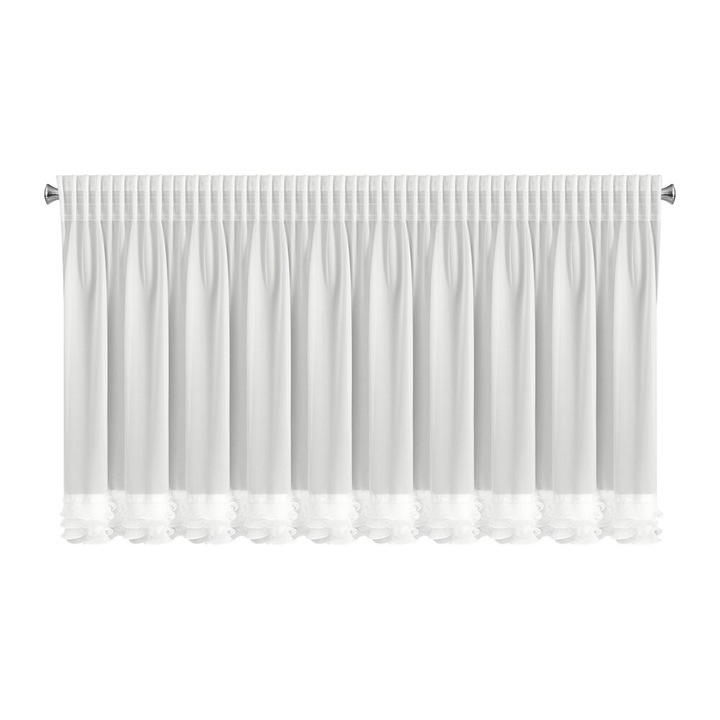 Firana din tkanina de sifon, Eurofirany, 400x80cm, cu falbanca decorativa, alba
