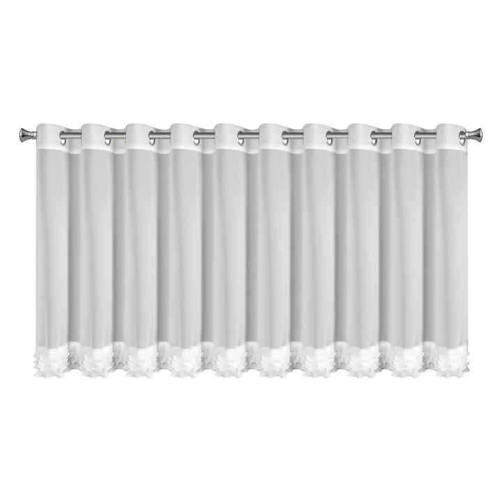 Firana din tkanina de sifon cu falbanka, Eurofirany, 400x80cm, alb, montare pe prajina