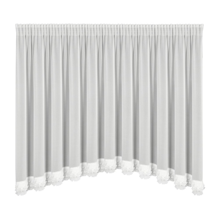 Firana din sifon alb cu volan, 400x160cm, montare universala, Eurofirany