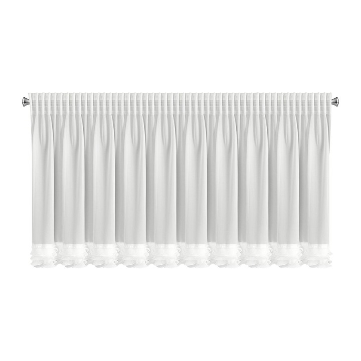 Firana din tkanina de sifon, Eurofirany, 200x70cm, cu volan, alb