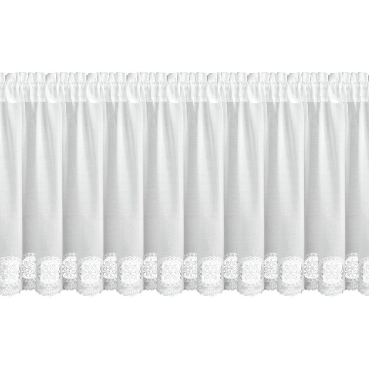 Zazdrostka, Eurofirany, 40x150cm, alb, cu haft azurowy, montare tunel