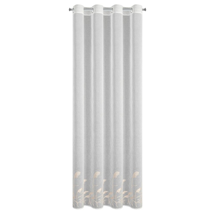 Eurofirany függöny, Tasha modell, matt, 140x250cm, hímzéssel, 8 gyűrű, bézs/szürke