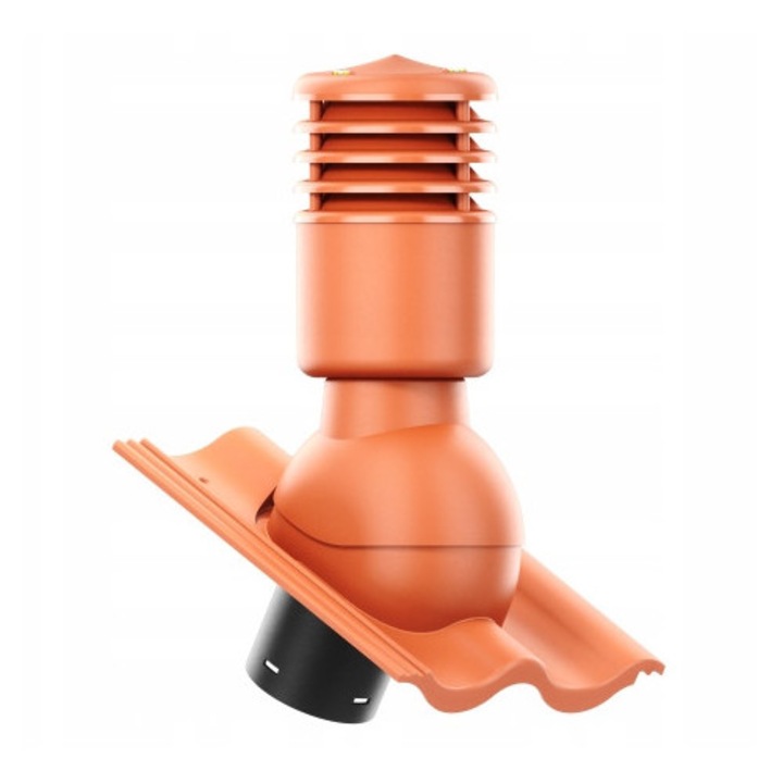 Tetőszellőző kosár, szigetelt, SmartLine, DN125mm, H456mm, BRAAS CELTYCKA tetőcseréphez, téglavörös