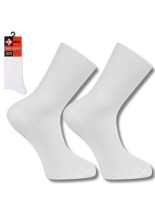 Sosete barbati Moraj, lungi, 1 set, albe, 43-45